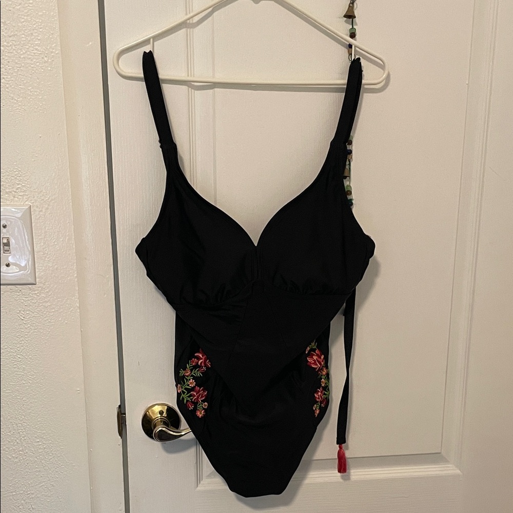 Adore Me Black Floral One-Piece Swimsuit